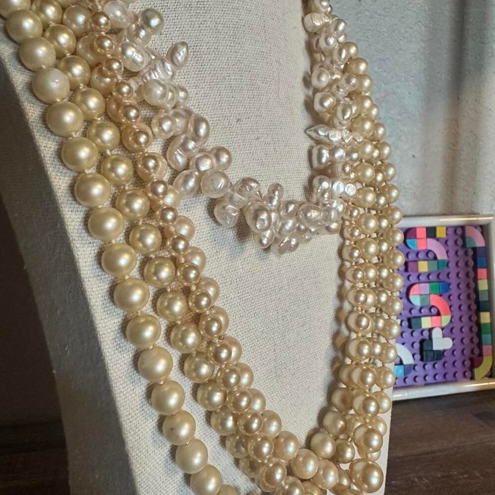 Curated faux pearl necklace bundle